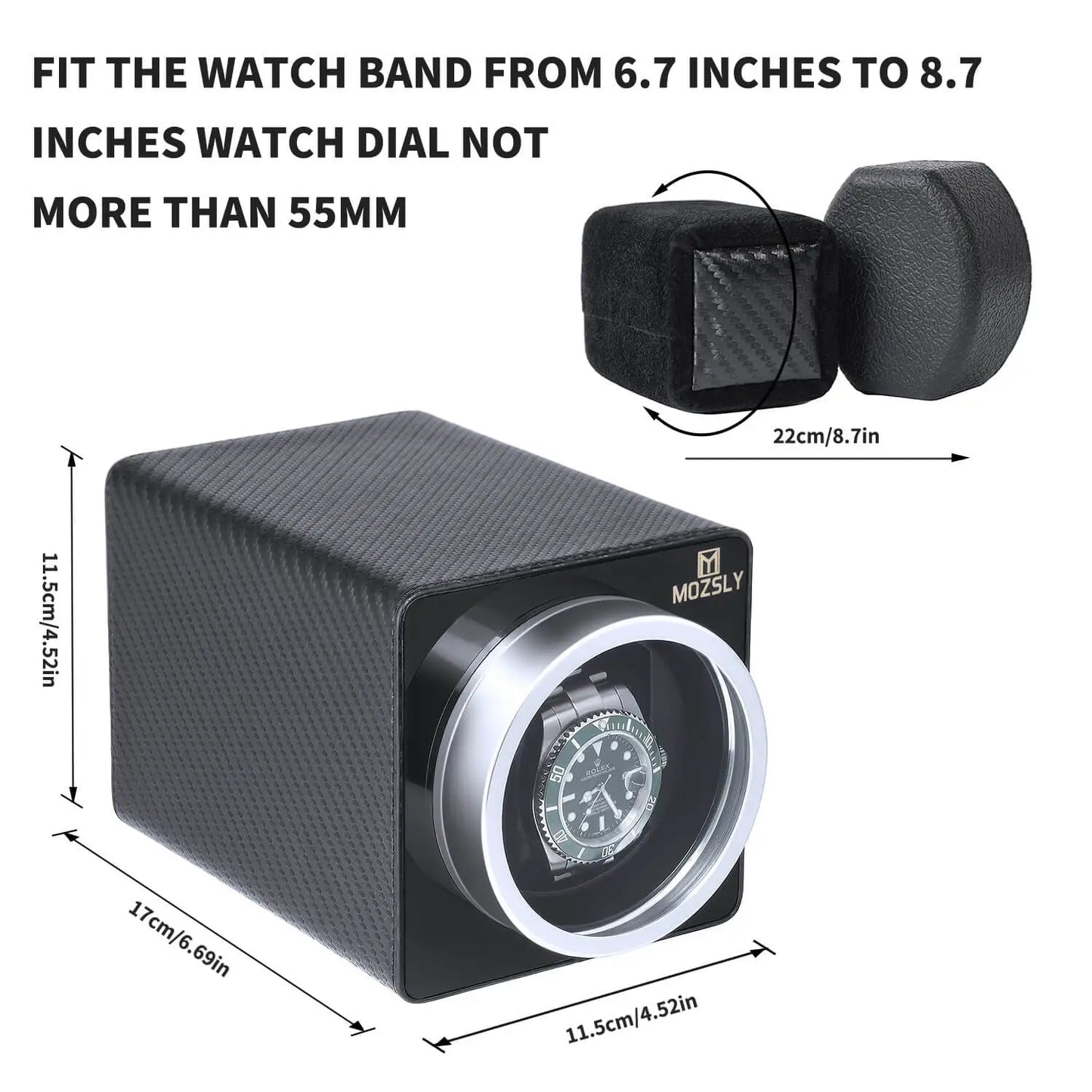MOZSLY Single Watch Winder | Carbon Fiber Leather