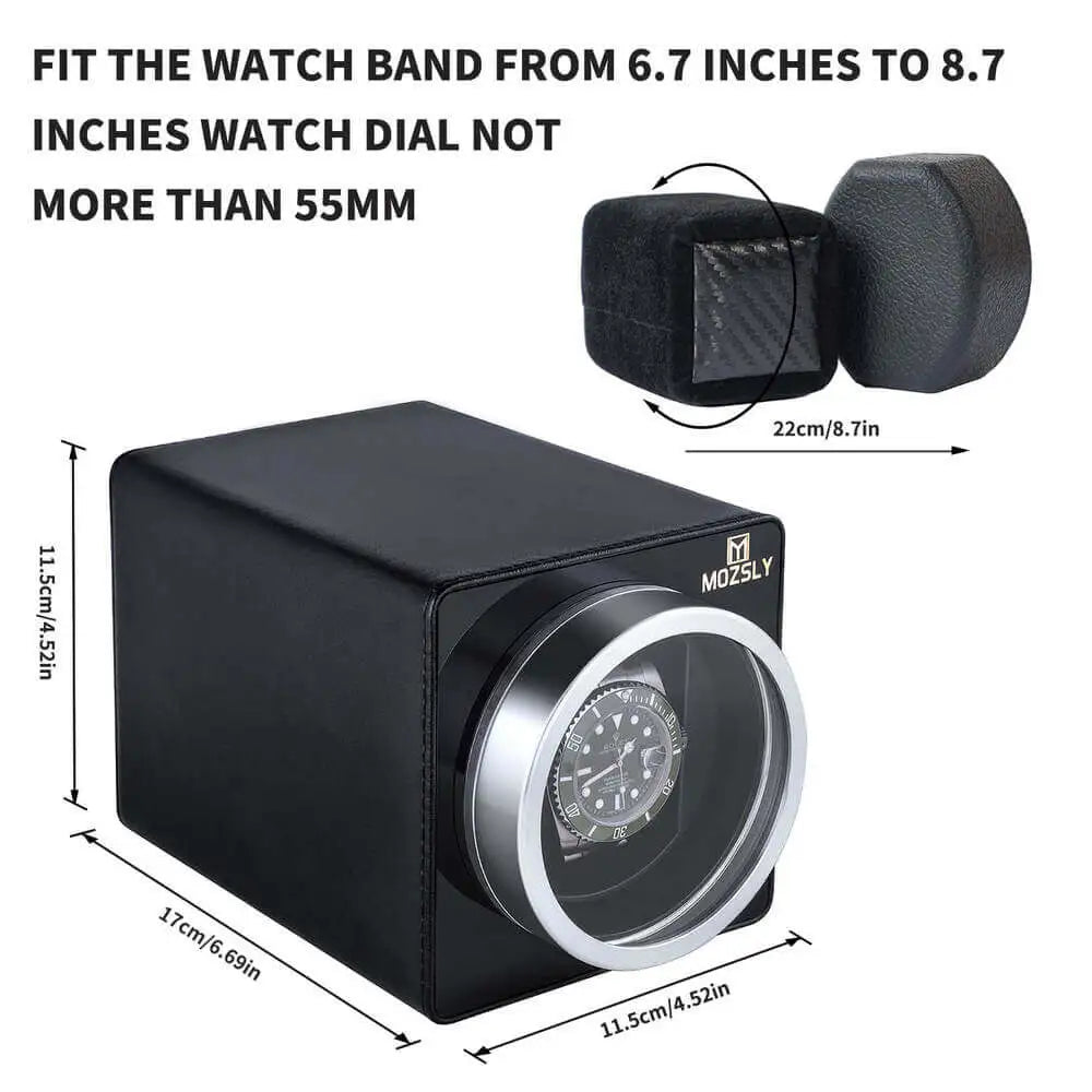 MOZSLY Single Watch Winder | Black Leather