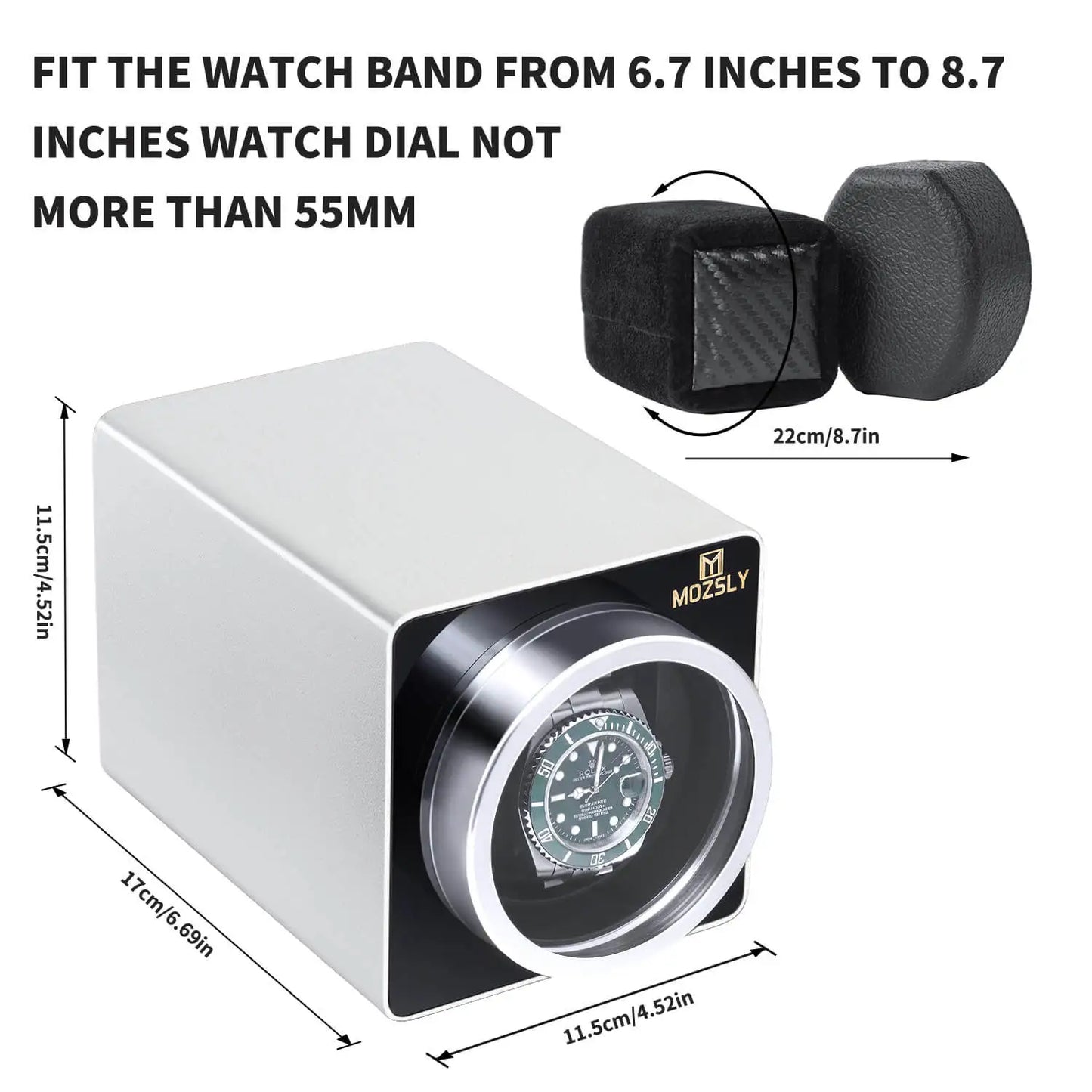 MOZSLY Single Watch Winder | Space Metal Silver