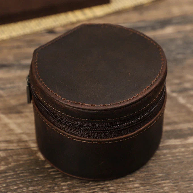 Single Genuine Leather Portable Watch Roll Travel Case | 1 Watch | Brown