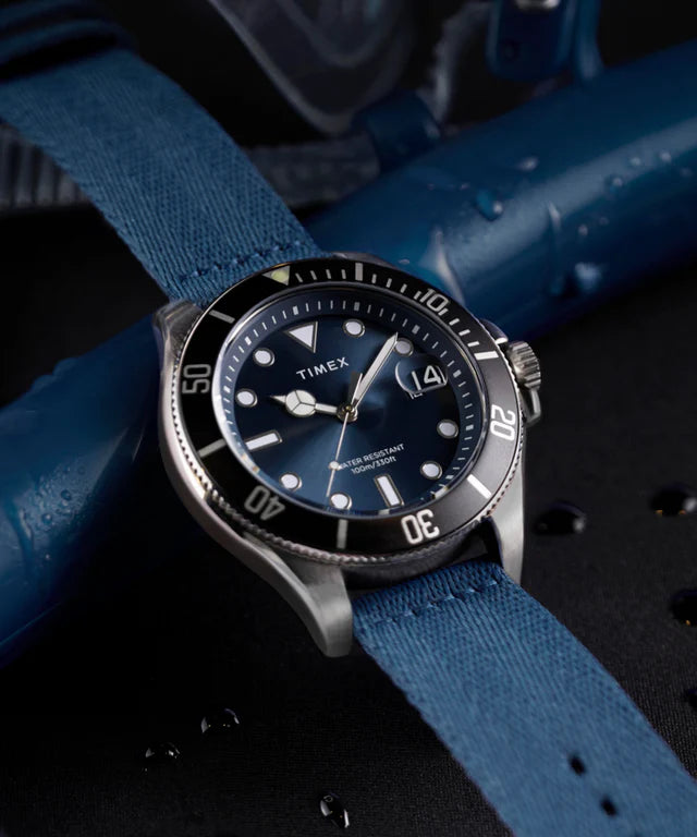 Harborside Coast 44mm Recycled Fabric Strap Watch | Blue