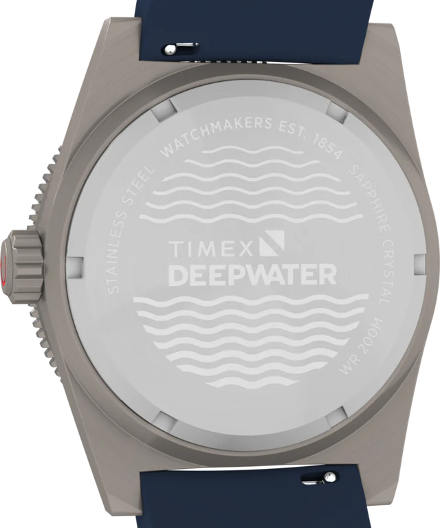 Timex® Deepwater Reef 200 GMT 41mm Synthetic Rubber Strap Watch | Blue
