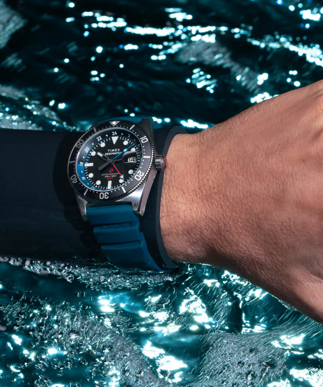 Deepwater Reef 200 GMT 41mm Synthetic Rubber Strap Watch | Blue