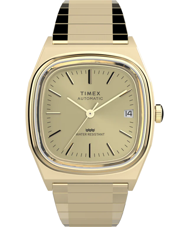 Timex® Automatic 1983 E Line 34mm Gold Tone Expansion Band Watch | In stock ready to ship