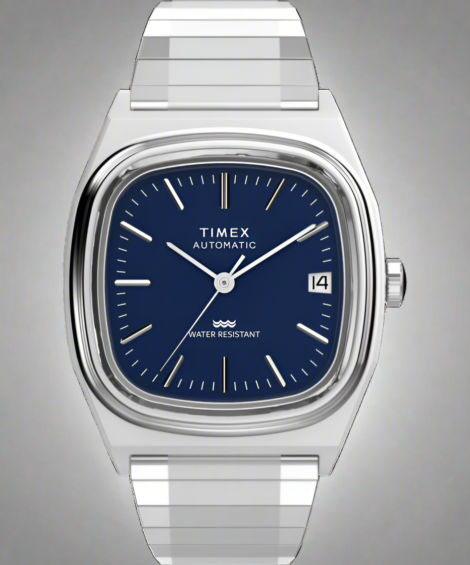 Timex® Automatic 1983 E Line 34mm Stainless Steel Expansion Band Watch | Blue