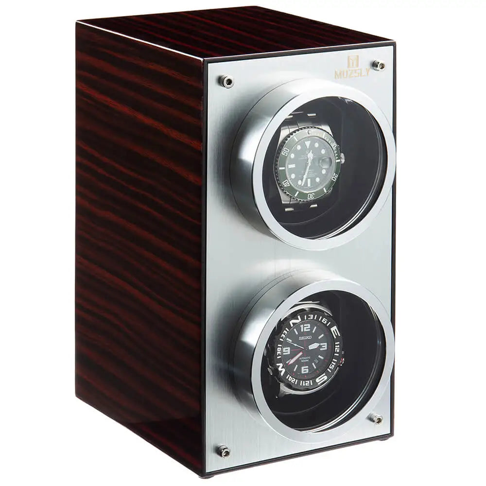 MOZSLY Double Watch Winder | Red Wood Box Piano Paint