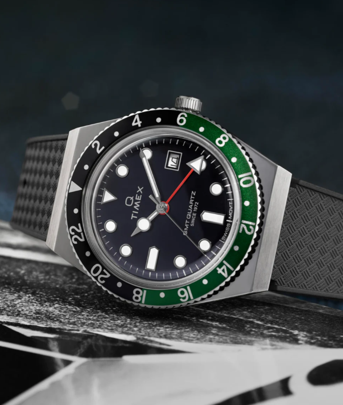 Q Timex® GMT 38mm Synthetic Rubber Strap Watch