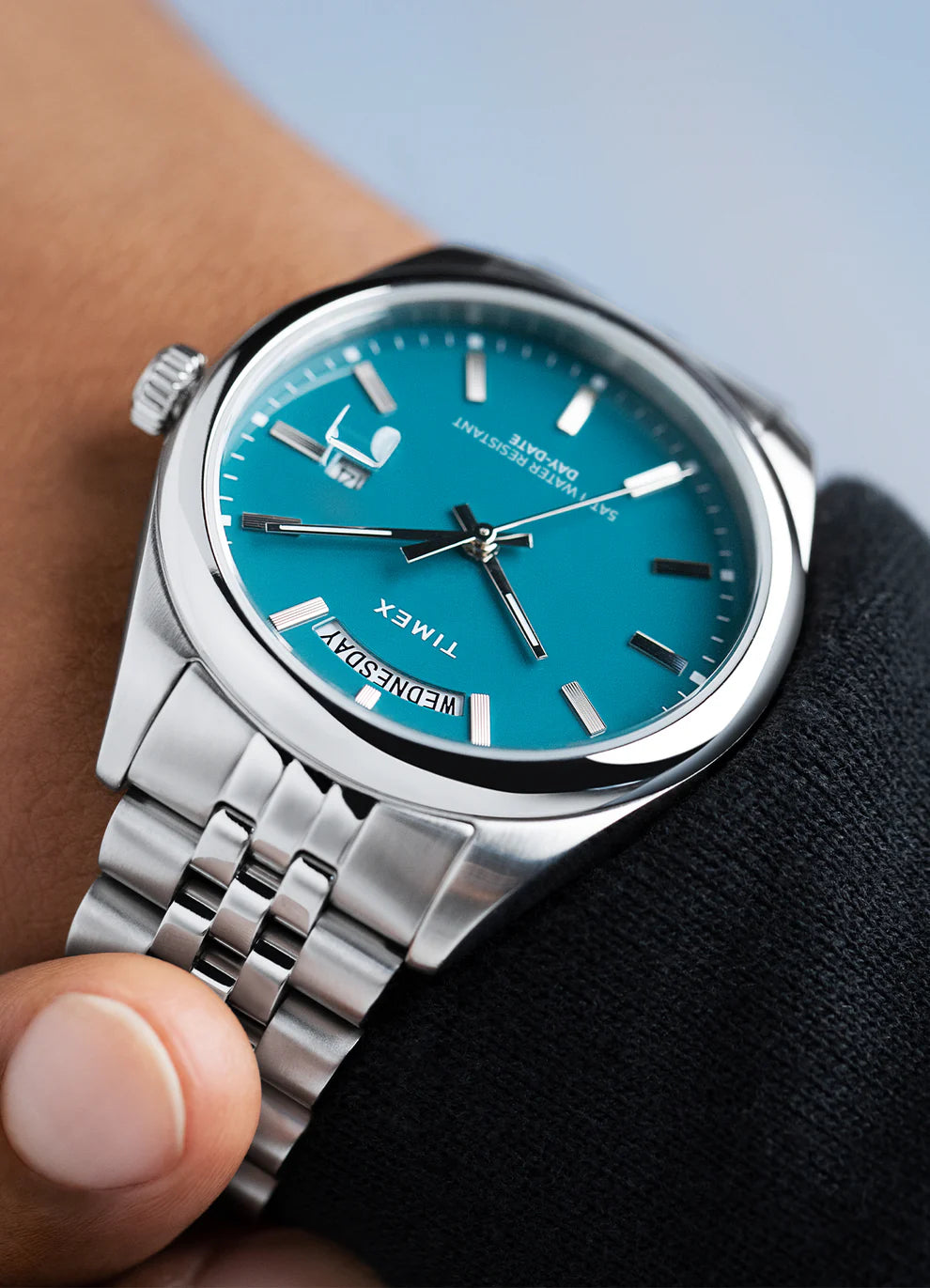Timex Legacy Day and Date 41mm Stainless Steel Bracelet Watch | Teal