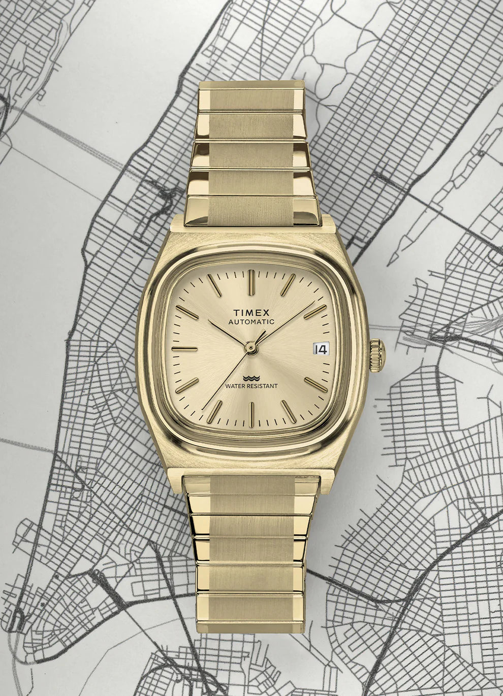 Timex® Automatic 1983 E Line 34mm Gold Tone Expansion Band Watch | In stock ready to ship