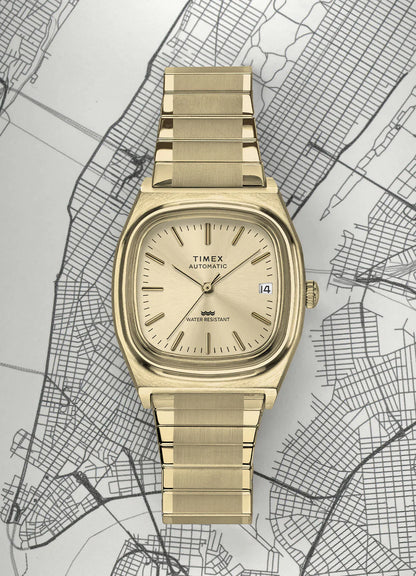 Timex® Automatic 1983 E Line 34mm Gold Tone Expansion Band Watch | In stock ready to ship