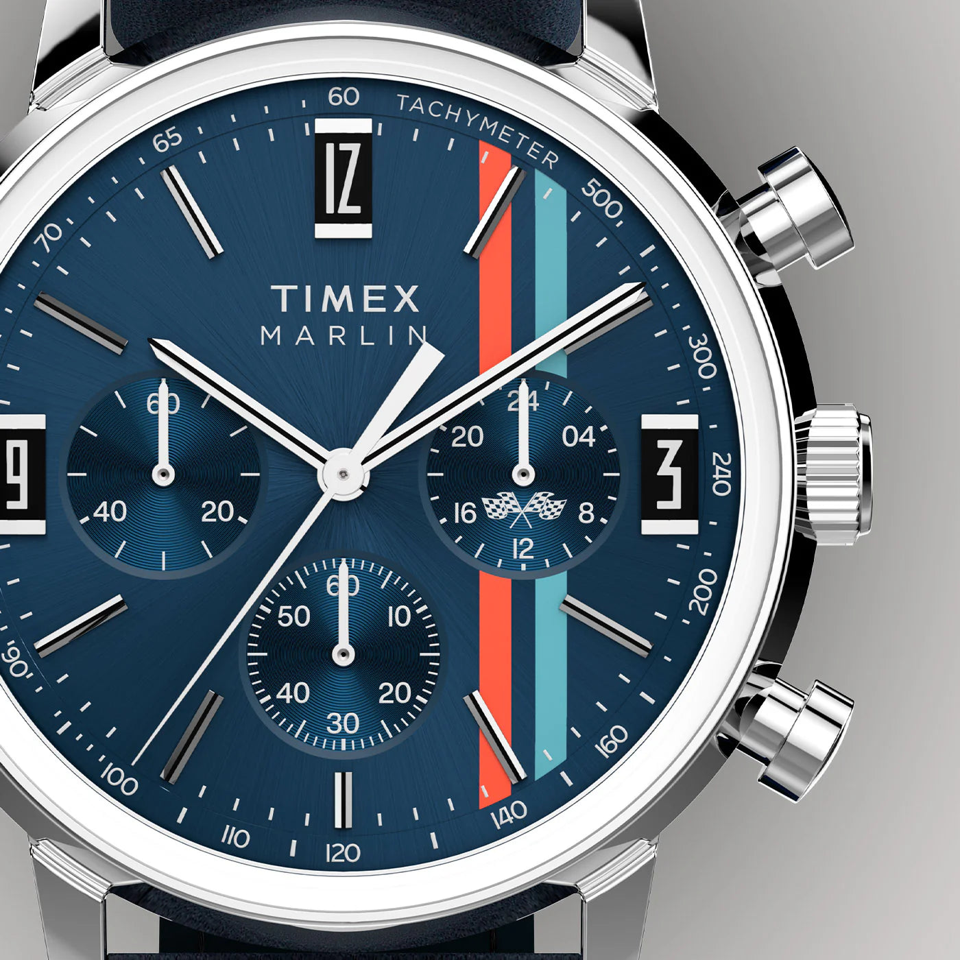 Marlin® Chronograph Tachymeter 40mm Leather Strap Watch | Blue
