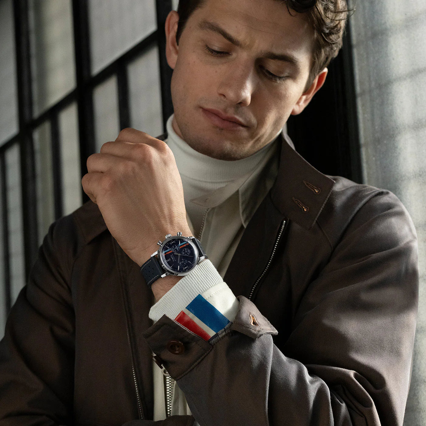 Marlin® Chronograph Tachymeter 40mm Leather Strap Watch | Blue