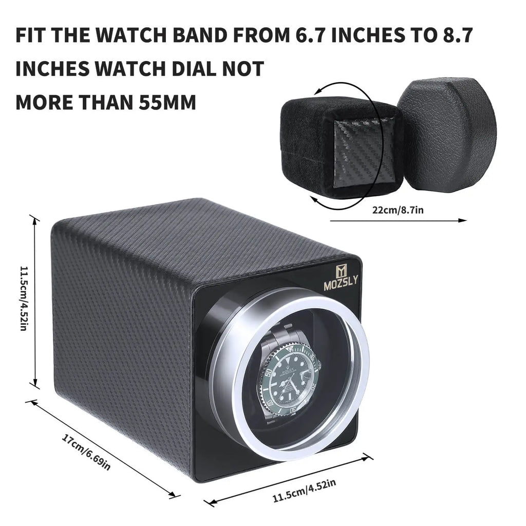 MOZSLY Single Watch Winder | Carbon Fiber Leather