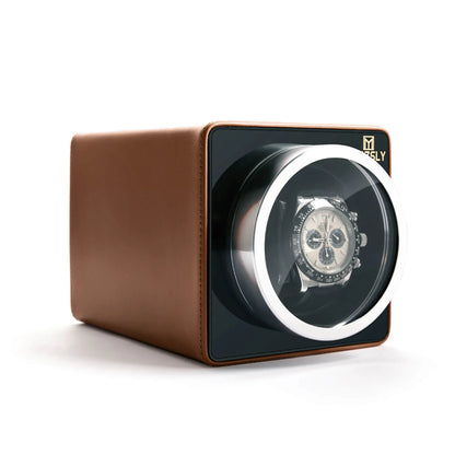 MOZSLY Single Watch Winder | Brown Leather