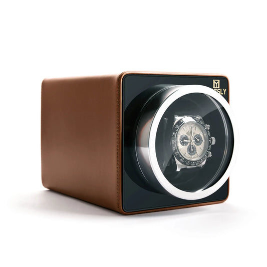 MOZSLY Single Watch Winder | Brown Leather