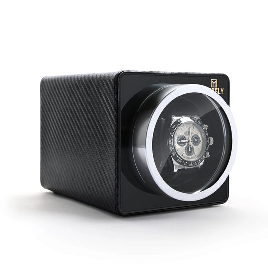 MOZSLY Single Watch Winder | Carbon Fiber Leather