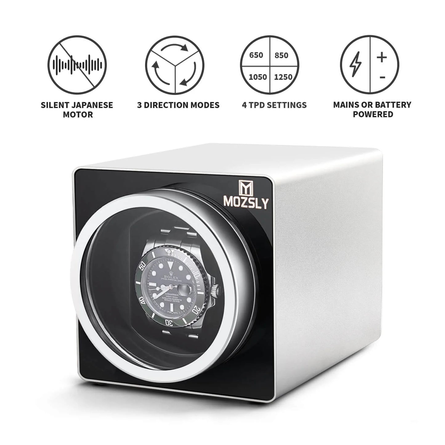 MOZSLY Single Watch Winder | Space Metal Silver