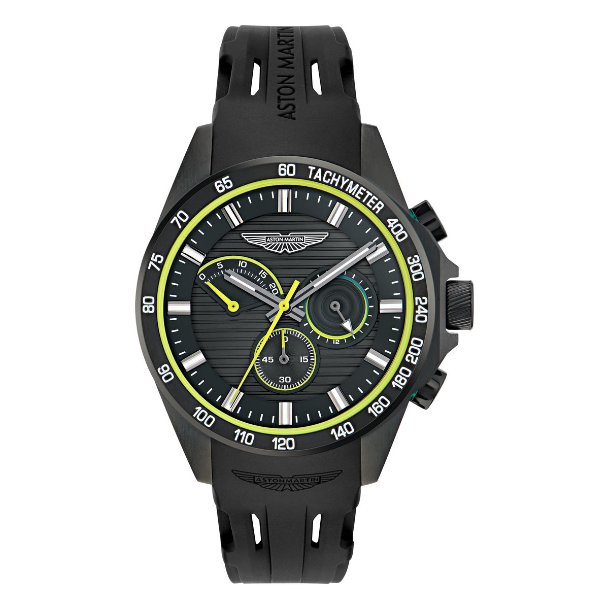 Timex X Aston Martin Watch IP Black RSST Case Black Dial Black Silicone Strap