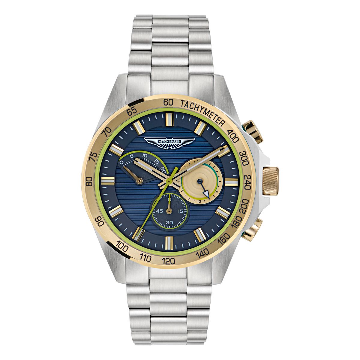 Timex X Aston Martin Watch Two Tone RSST Case Blue Dial RSST Bracelet