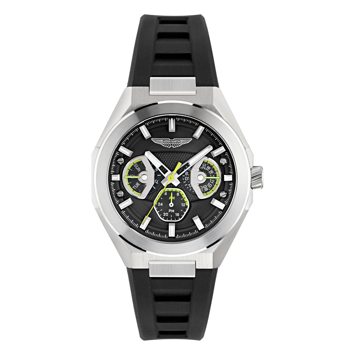 Timex X Aston Martin Watch RSST Case Black Dial Black Silicone Strap