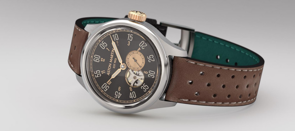 Timex X Aston Martin Watch TS1 RSST Case Black Dial Brown Leather Strap
