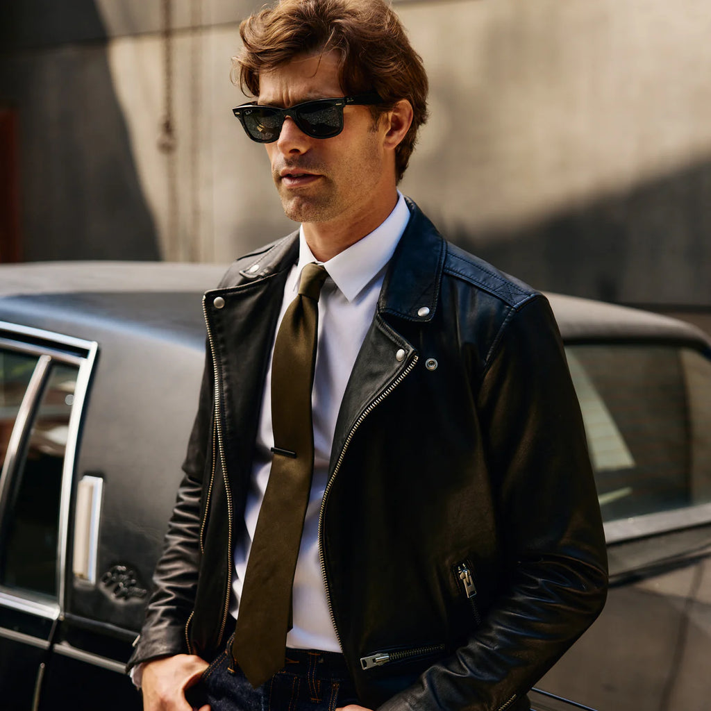 Grosgrain Solid Deep Olive Tie