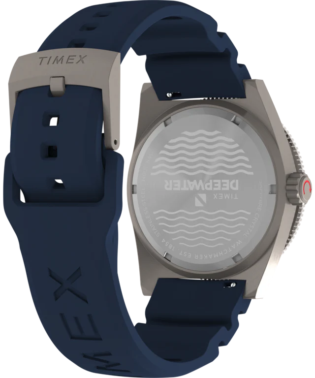 Timex® Deepwater Reef 200 GMT 41mm Synthetic Rubber Strap Watch | Blue