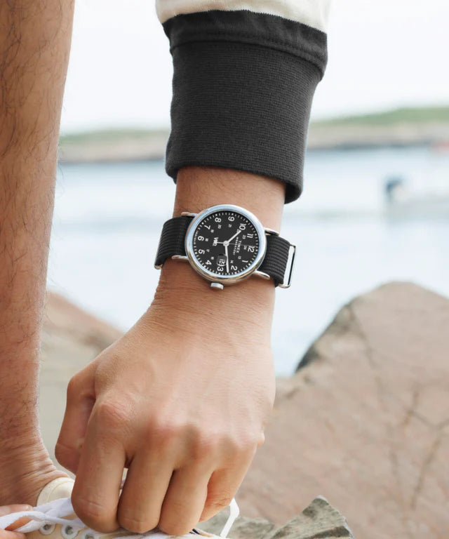 Timex® Weekender 37mm Fabric Strap Watch | Black