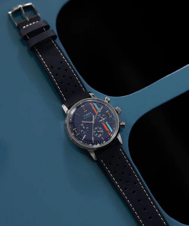 Marlin® Chronograph Tachymeter 40mm Leather Strap Watch | Blue