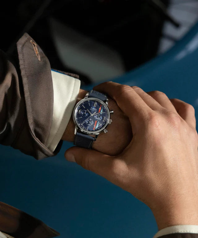 Marlin® Chronograph Tachymeter 40mm Leather Strap Watch | Blue