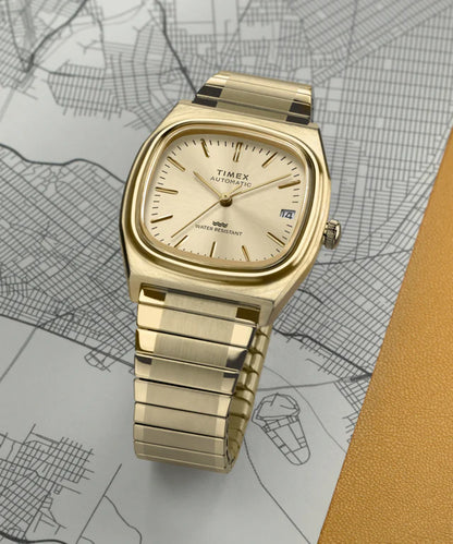 Timex® Automatic 1983 E Line 34mm Gold Tone Expansion Band Watch | In stock ready to ship