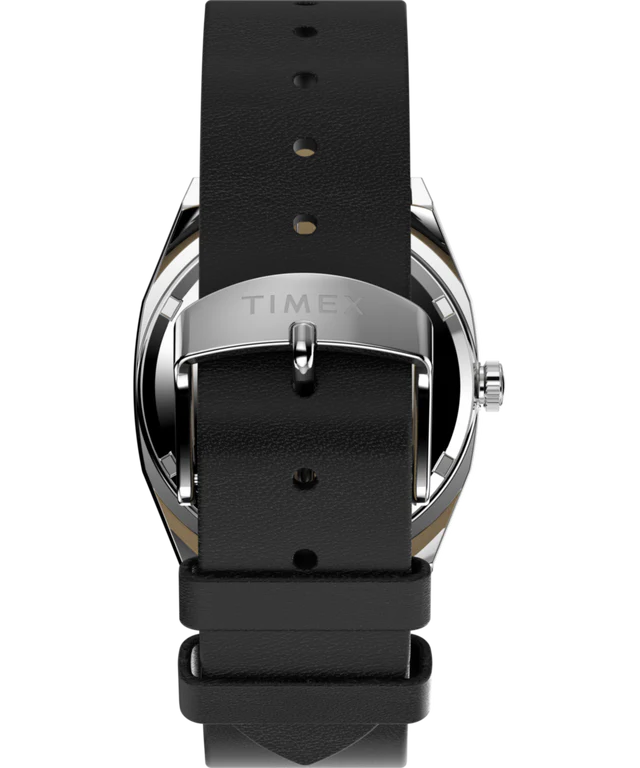 Timex® Automatic 1983 E Line 34mm Leather Strap Watch | Black
