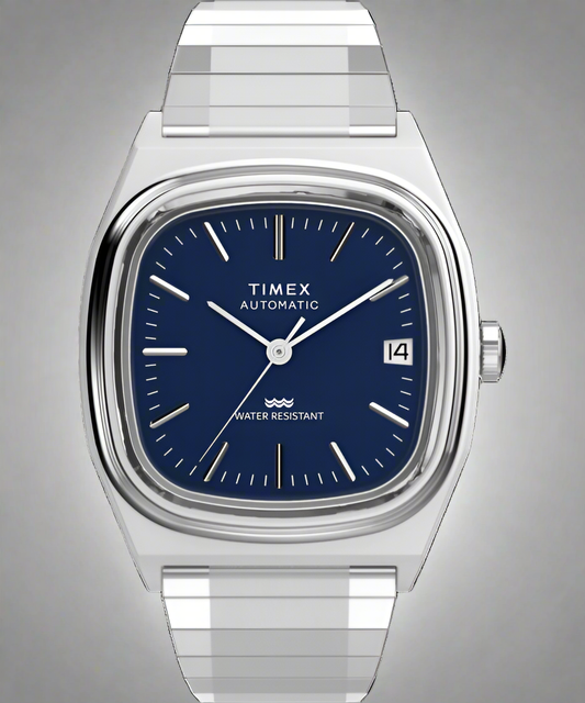 Timex® Automatic 1983 E Line 34mm Stainless Steel Expansion Band Watch | Blue