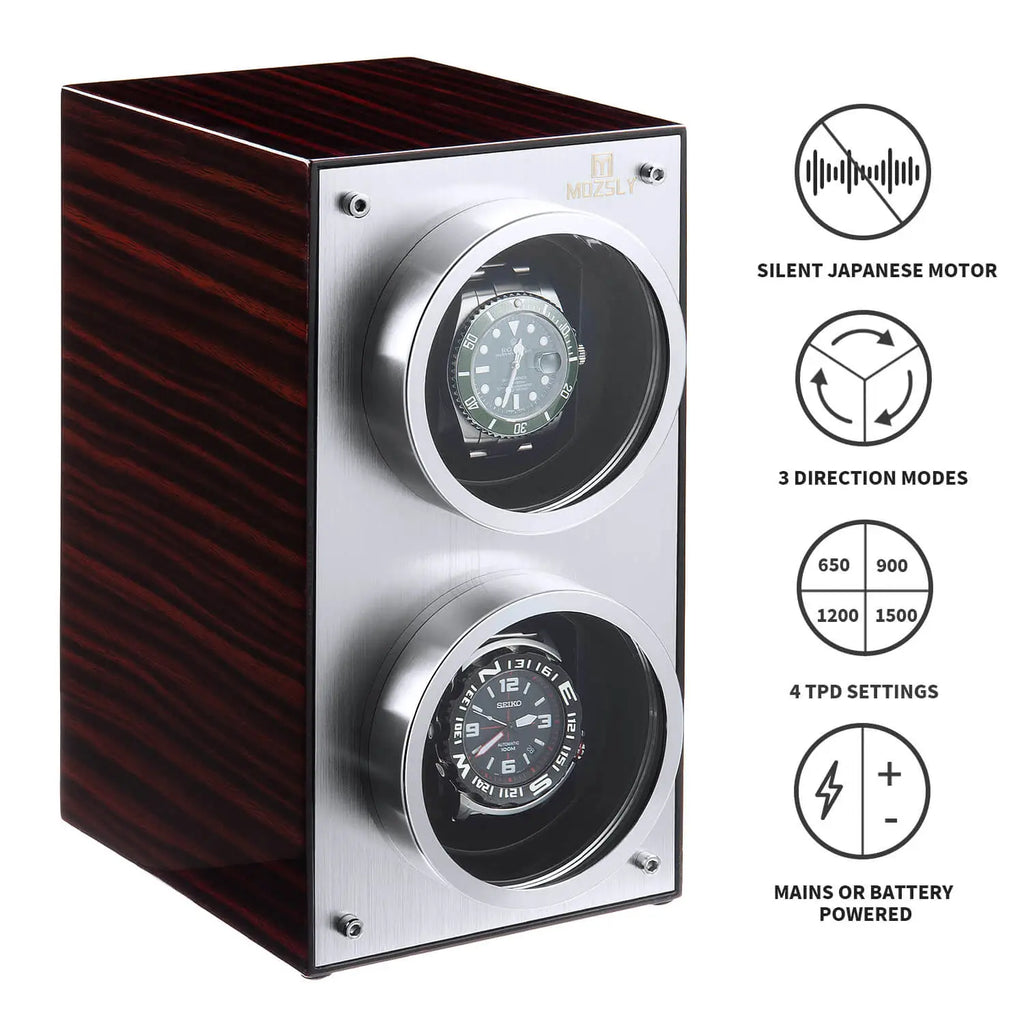 MOZSLY Double Watch Winder | Red Wood Box Piano Paint