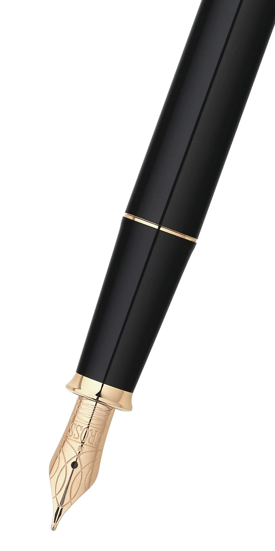 Cross® Townsend Black Lacquer with 23KT Gold-Plated Appointments and Solid 18KT Gold Medium Nib Fountain Pen