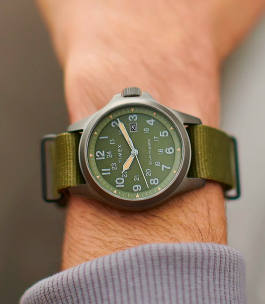 Expedition Field Post Solar 41mm Recycled Fabric Strap Watch Green