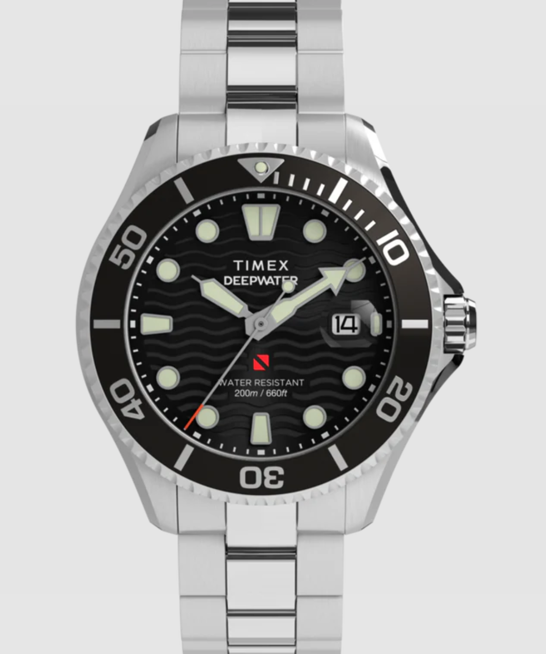 Timex® Deepwater Meridian 200 TW2W82000 44mm Stainless Steel Bracelet Watch