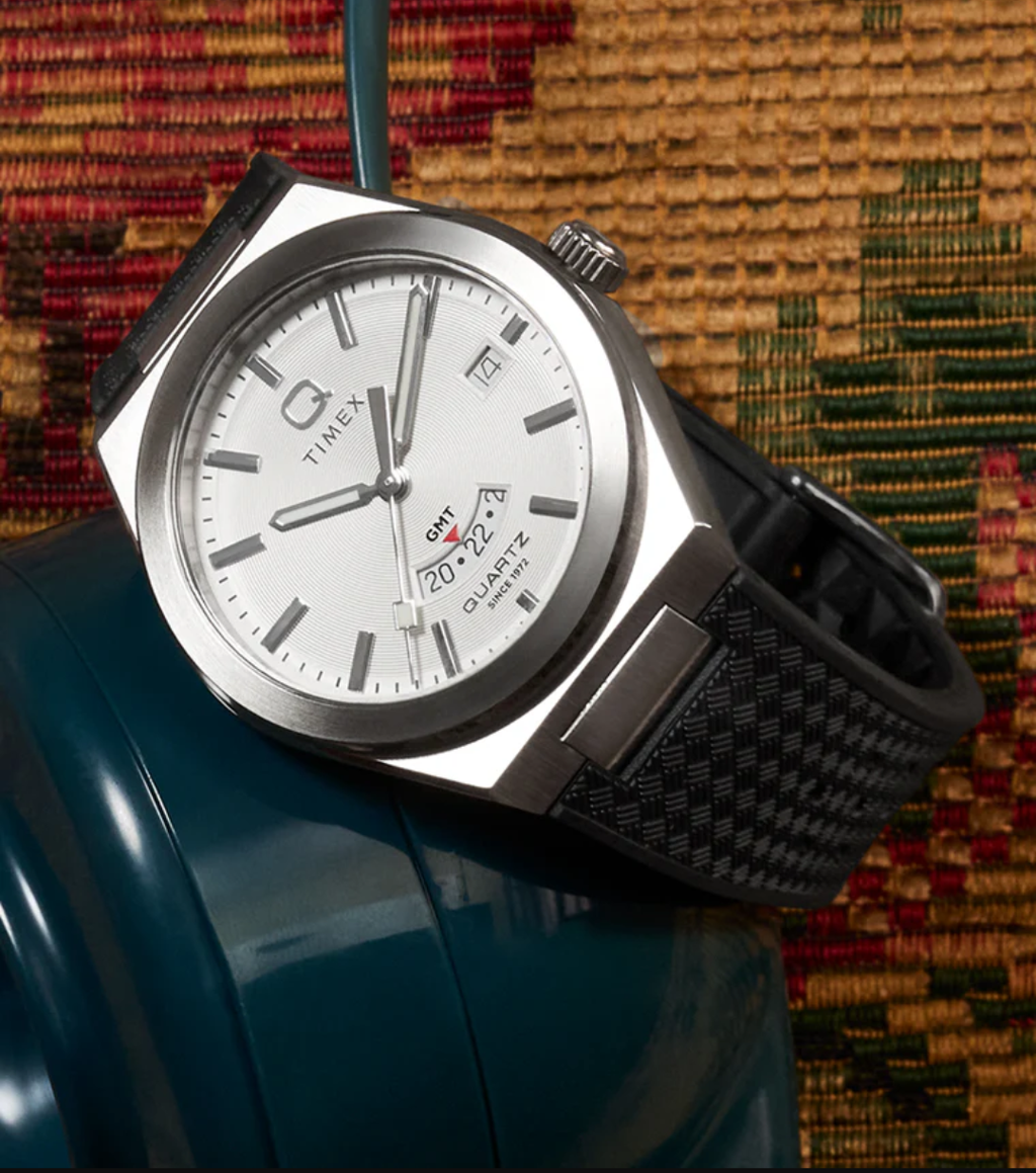 Q Timex® Continental GMT 39mm Synthetic Rubber Strap Watch
