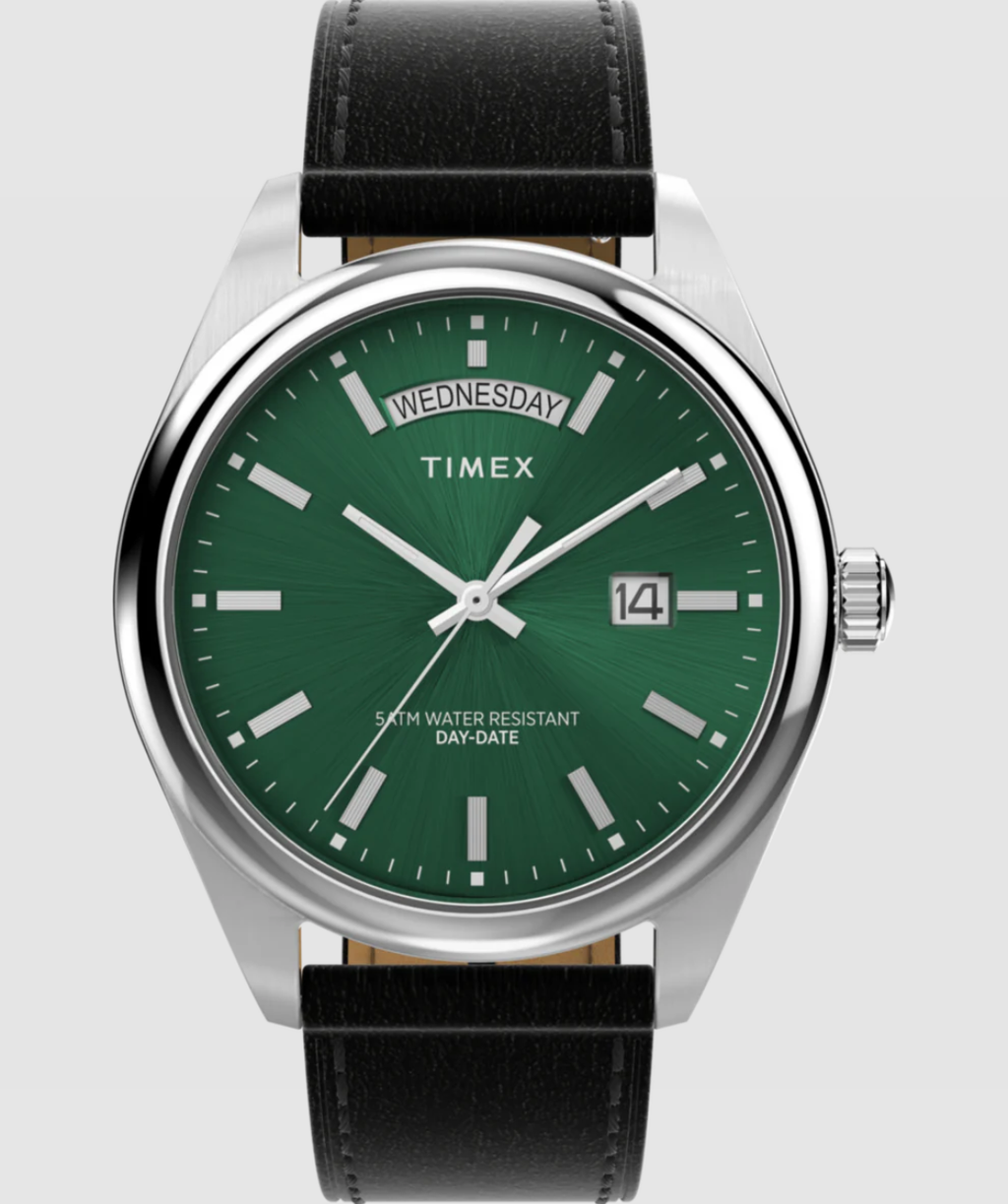 Timex® Legacy 41mm Leather Strap Watch | Green