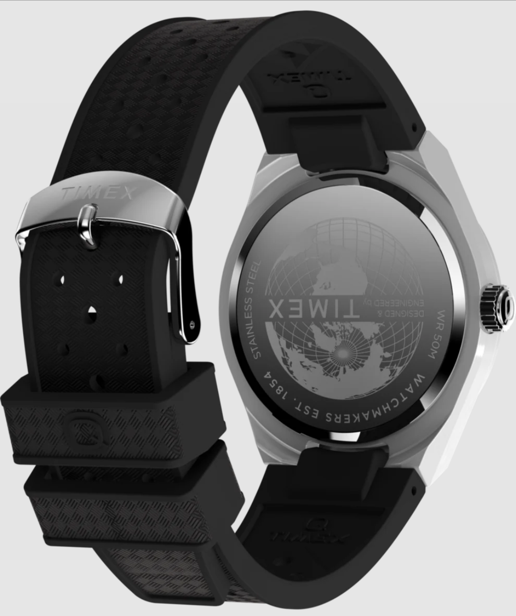 Q Timex® Continental GMT 39mm Synthetic Rubber Strap Watch