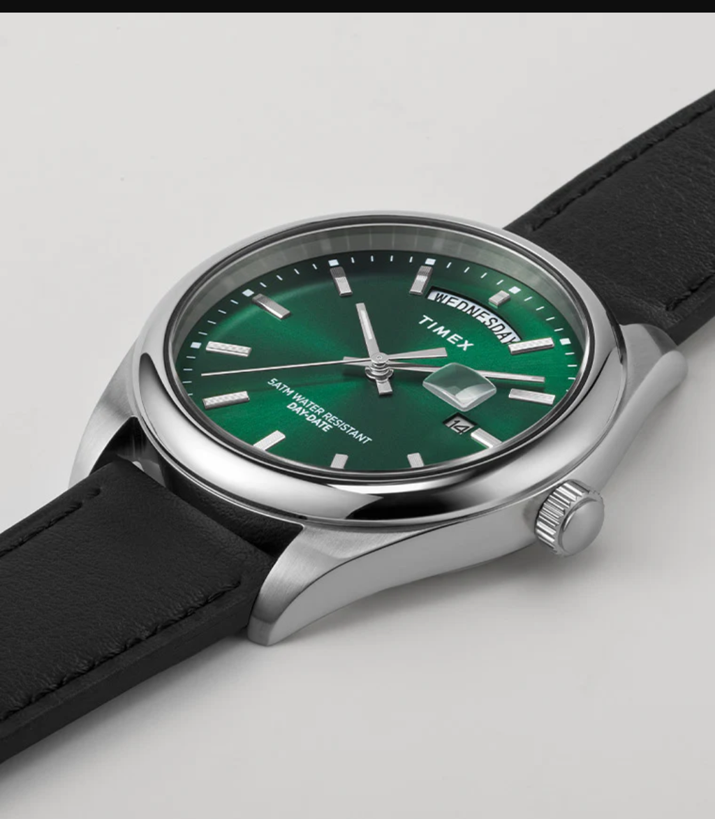 Timex® Legacy 41mm Leather Strap Watch | Green