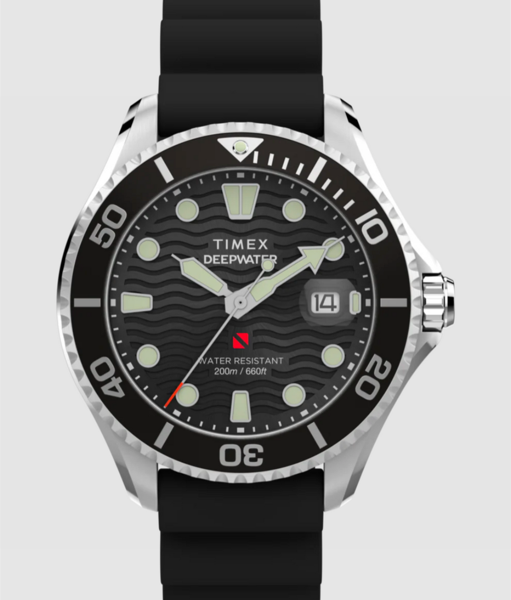 Timex® Deepwater Meridian 200 44mm Synthetic Rubber Strap Watch 
44 mm