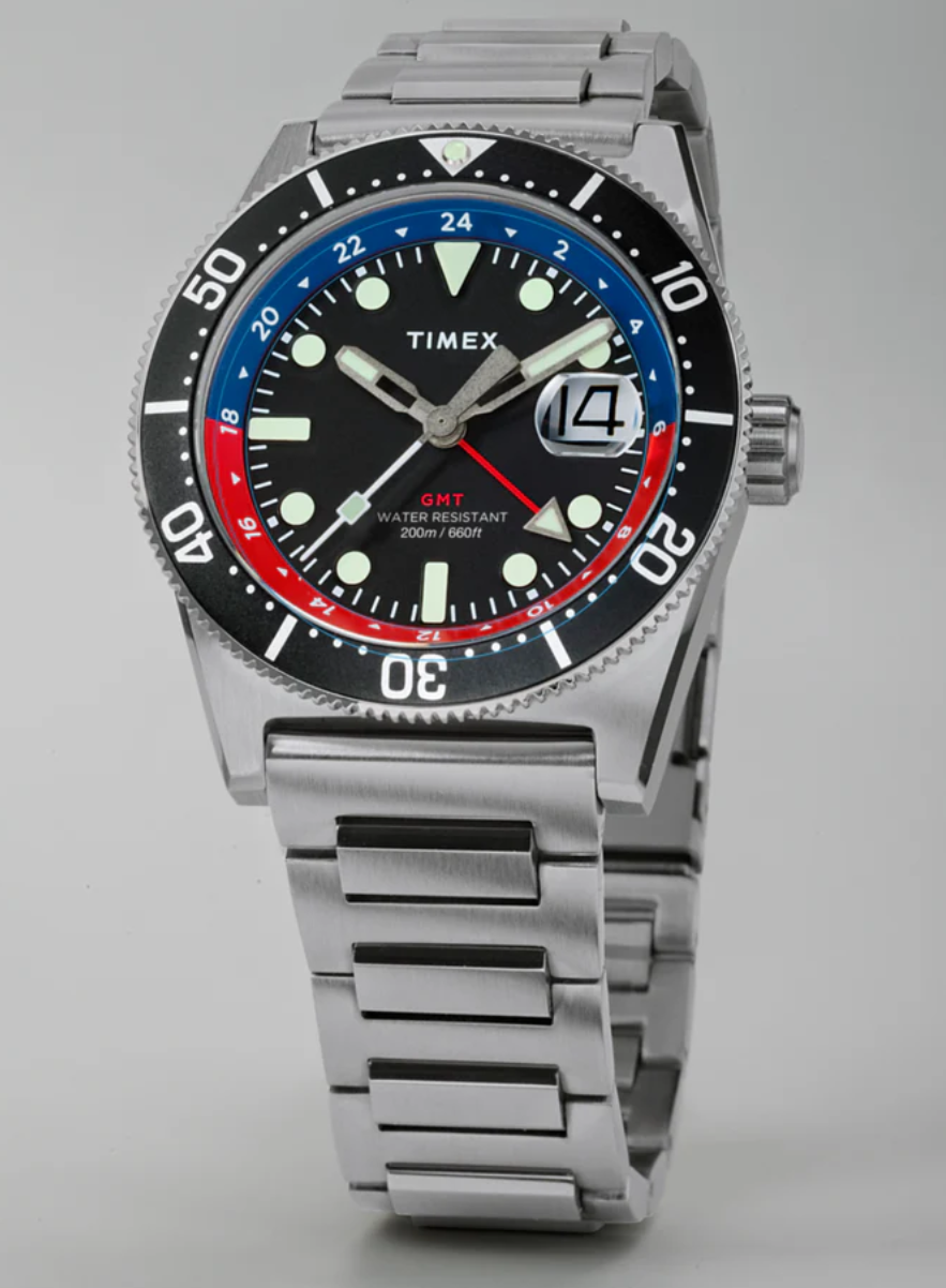 Timex® Deepwater Reef 200 GMT 41mm Stainless Steel Bracelet Watch