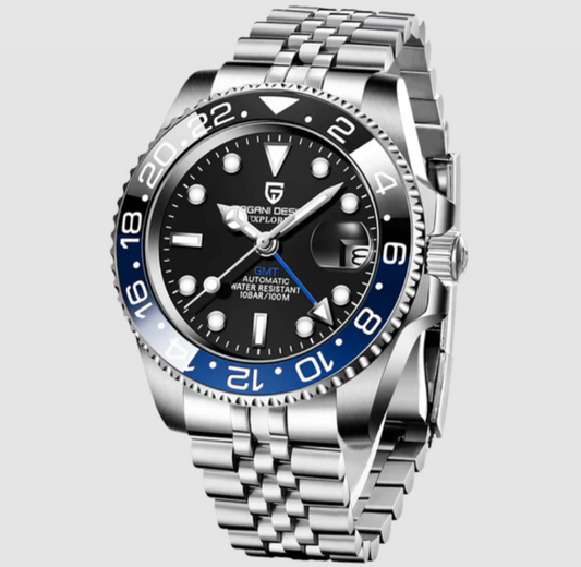 Pagani Design Automatic GMT  Black & Blue Jubilee bracelet