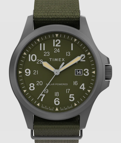 Expedition Field Post Solar 41mm Recycled Fabric Strap Watch Green