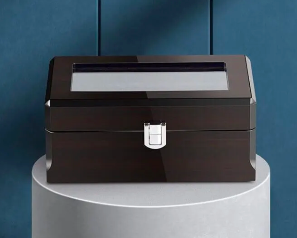 Vintage Dark Wood Watch Box -3 Slot