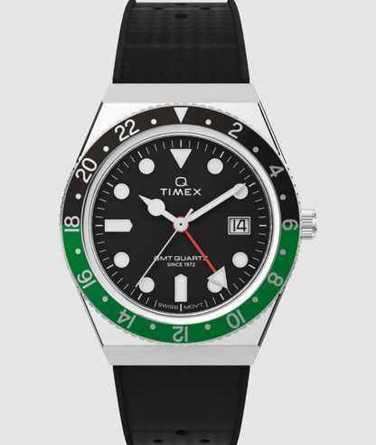 Q Timex® GMT 38mm Synthetic Rubber Strap Watch