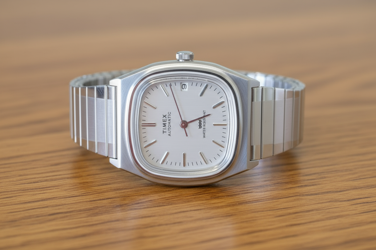 Timex® Automatic 1983 E Line Reissue 34mm Stainless Steel Expansion Band Watch