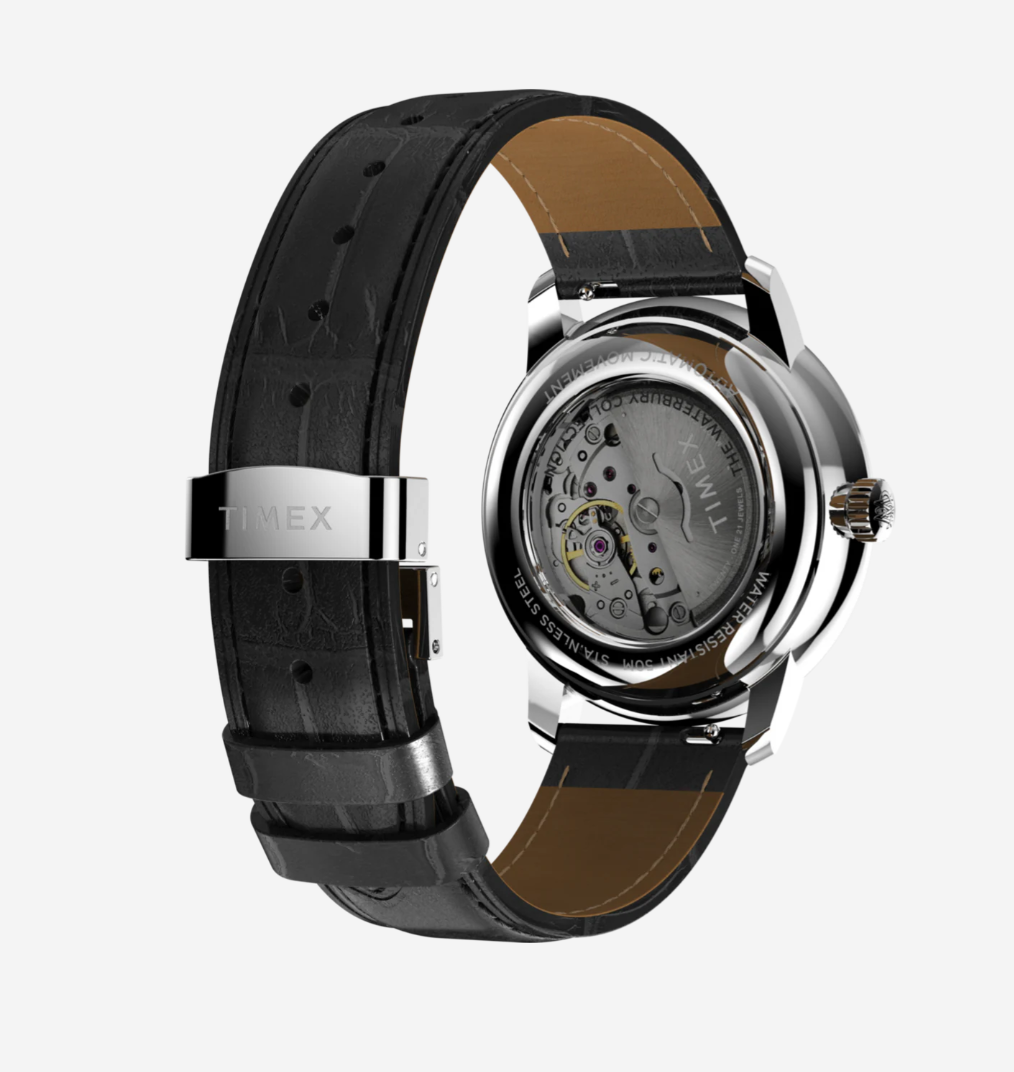 Timex® Waterbury Metropolitan Automatic 41mm Leather Strap Watch 
41 mm