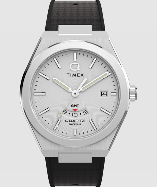 Q Timex® Continental GMT 39mm Synthetic Rubber Strap Watch